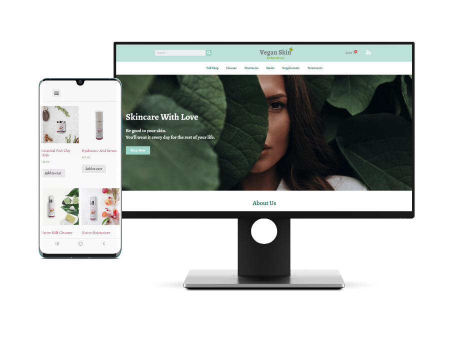 Web design and development for Vegan Skin ecommerce marketplace