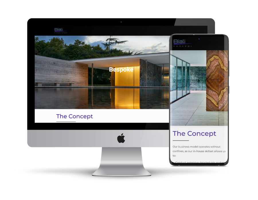 Web design and develoment portfolio for Biali Concepr, property developer
