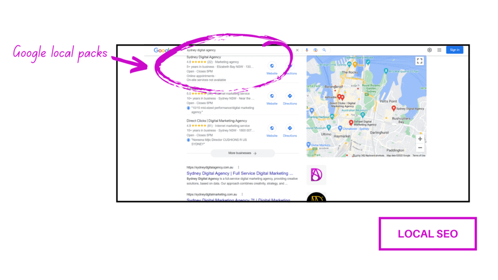 google local pack sydney digital agency